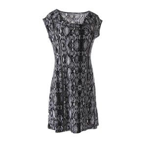 CALVIN KLEIN Black & White Gorgeous Jersey Snake Print Cowl Neck Dress S $99.50